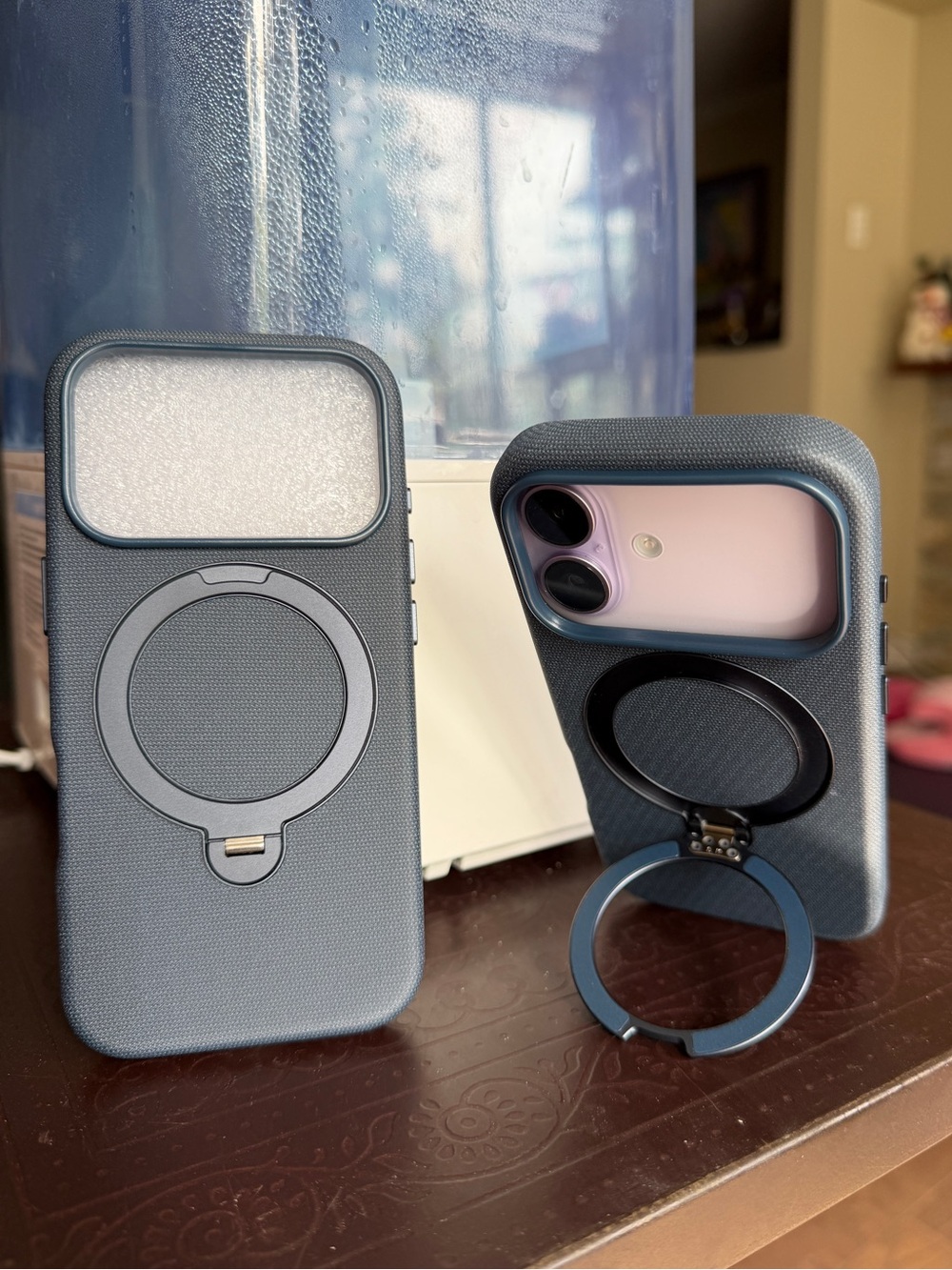 Apple 17 Pro - Magnetic Ring Phone Case with Kickstand - Navy